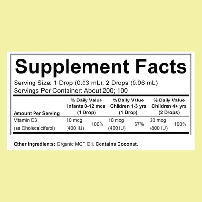 ChildLife Essentials Organic Vitamin D3 Drops – for Infants & Newborns, 400 IU per Serving, USDA Organic, Flavourless (approx. 6 ml)