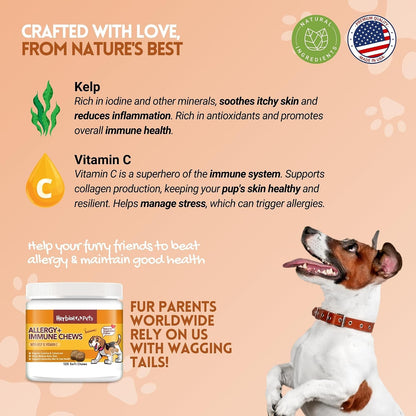 Herbion Pets Allergy + Immune Chews with Kelp & Vitamin C, 120 Soft Chews