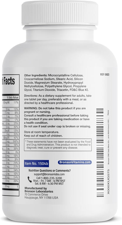 Bronson ONE Daily Mens 50+ Complete Multivitamin Multimineral, 180 Tablets