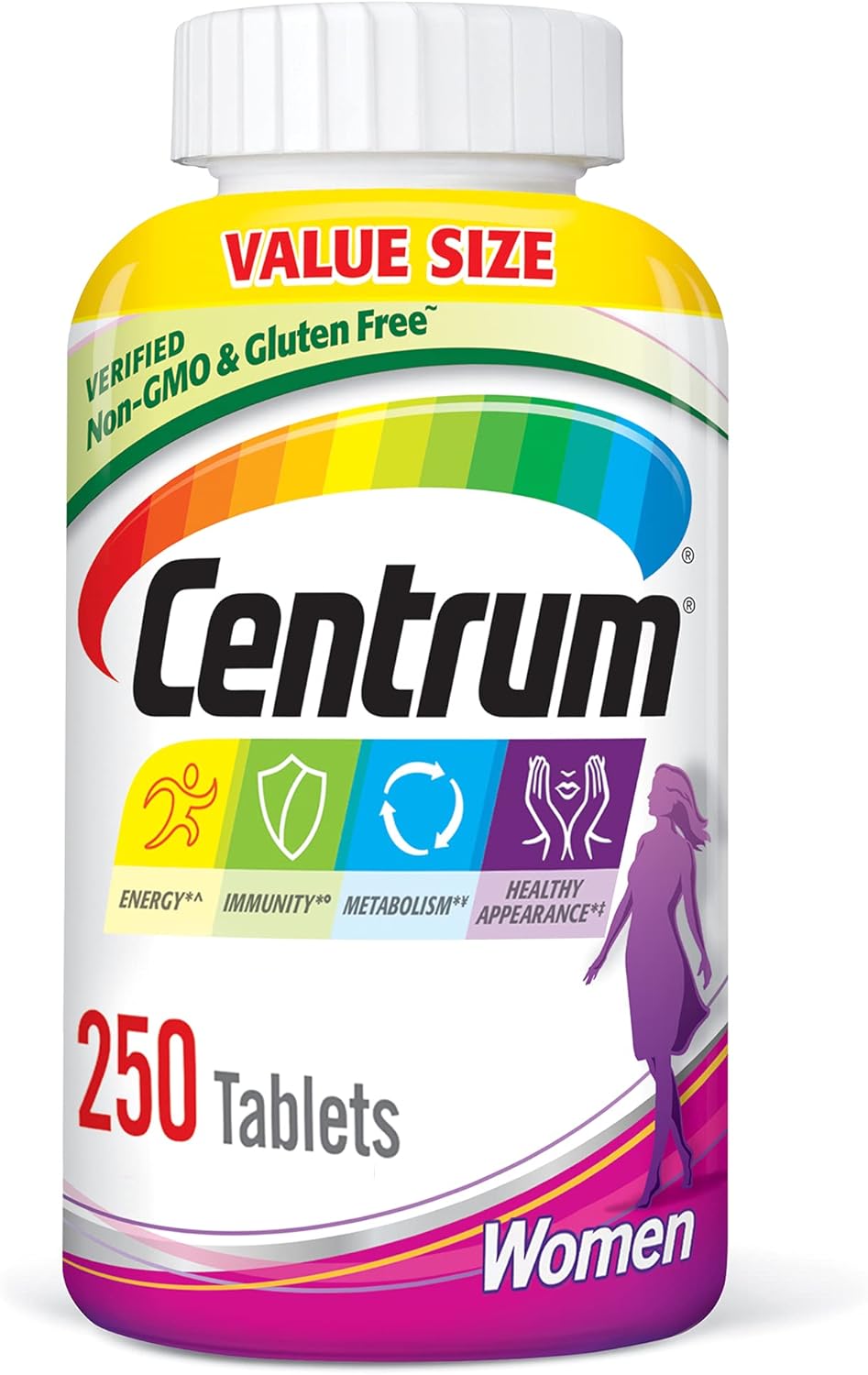 Centrum Multivitamin for Women – Complete Daily Supplement with Iron, Vitamin D3, B Vitamins, and Antioxidants, 250 Tablets - görsel 1