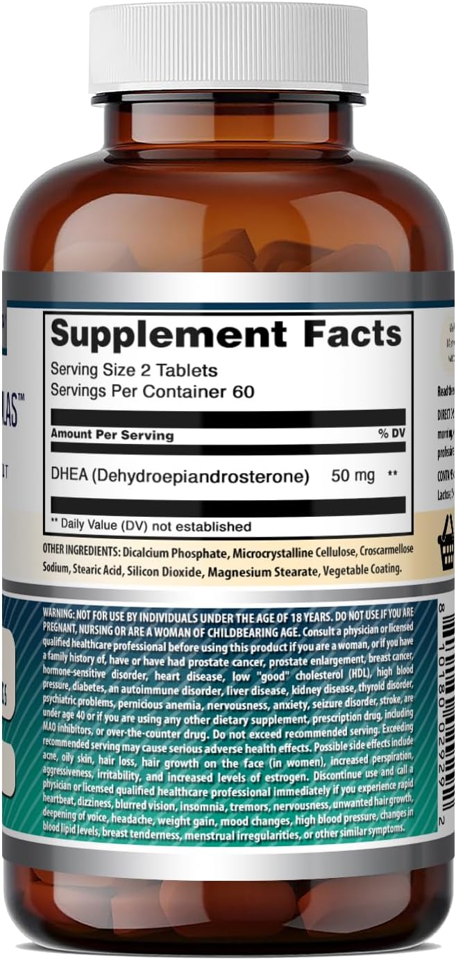 Amazing Formulae DHEA 50 mg Tablets Non-GM Gluten-Free Made in USA 120 Count - görsel 5