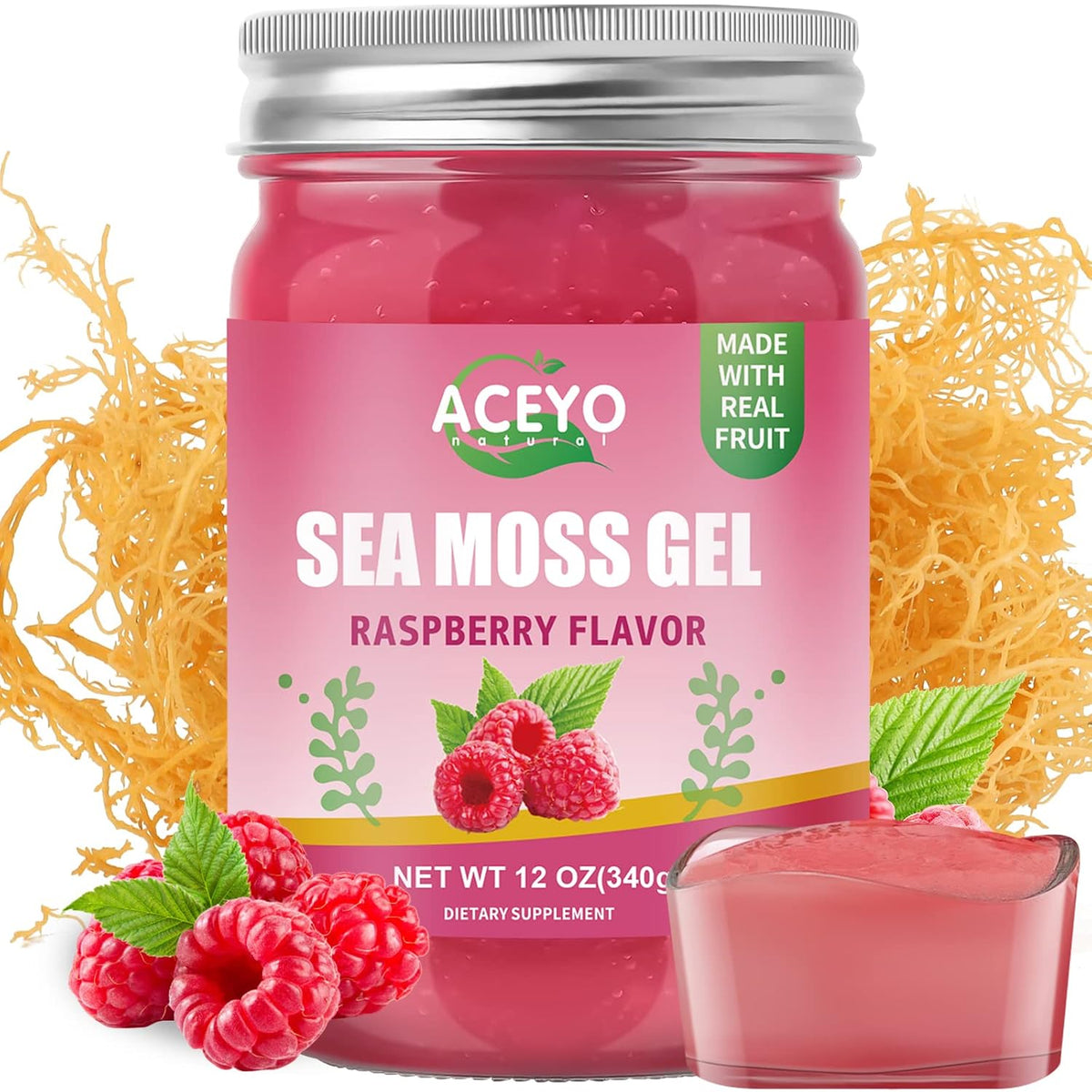 ACEYO Irish Sea Moss Gel – Raw Vegan Strawberry Flavour (340 g) - görsel 8