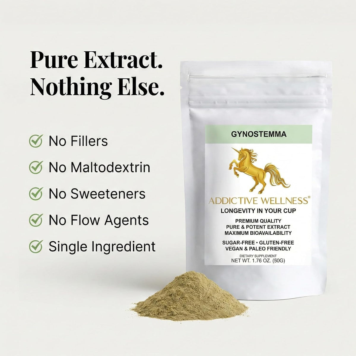 Addictive Wellness Gynostemma Leaf Extract Powder – Pure Jiaogulan Herbal Supplement, 1 Packet - görsel 7