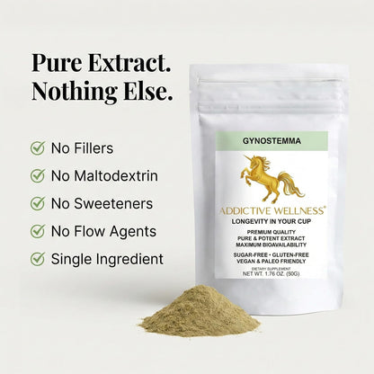 Addictive Wellness Gynostemma Leaf Extract Powder – Pure Jiaogulan Herbal Supplement, 1 Packet