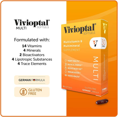 Vivioptal Multi 30 Softgels, Multivitamin & Multimineral, Gluten-free, German Formula