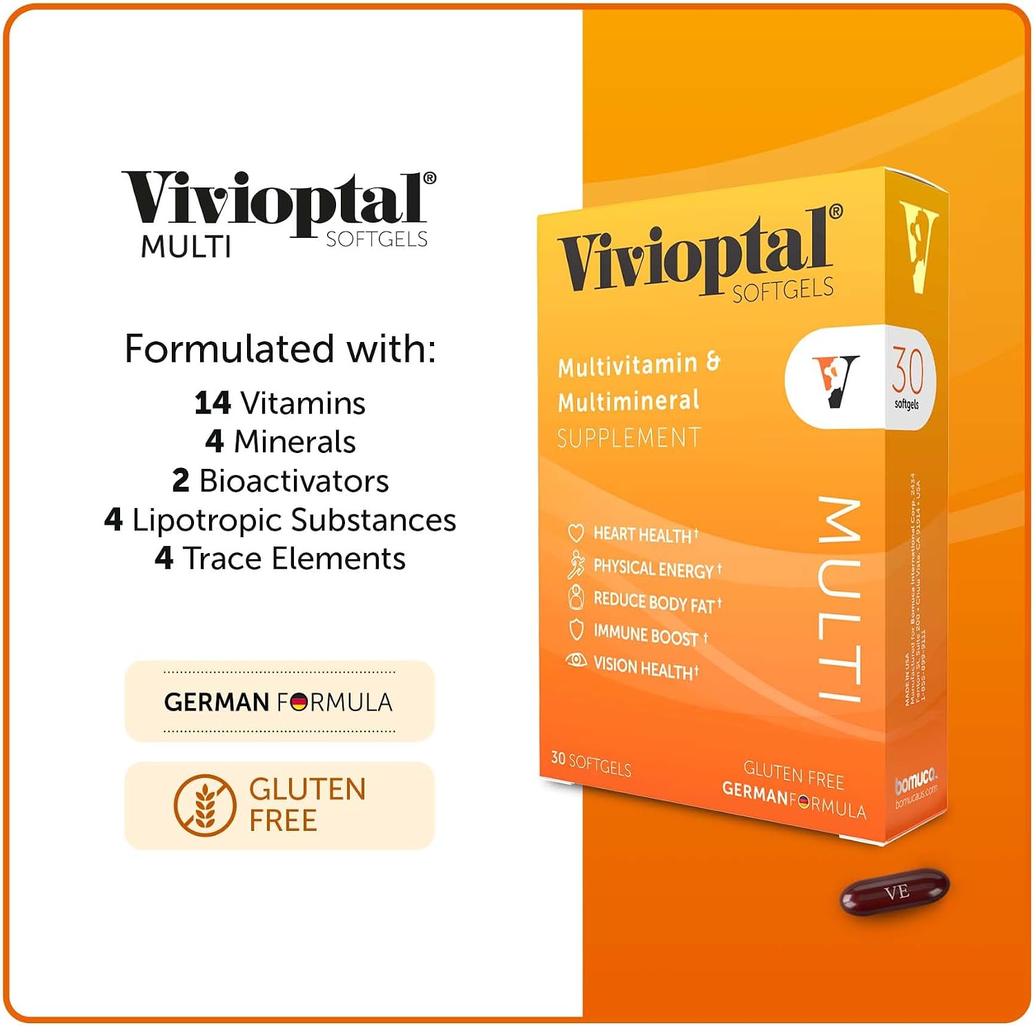 Vivioptal Multi, 30 Softgels, Multivitamin & Multimineral, Gluten-free, German Formulation - görsel 5