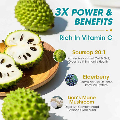 iMATCHME Soursop Graviola Liquid Drops – Immune, Digestive and Antioxidant Support with Elderberry & Lion's Mane, 30 ml