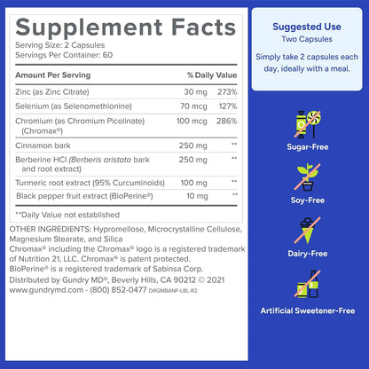 Gundry MD Metabolic Advanced Nutrient Blend with Berberine - 120 Capsules