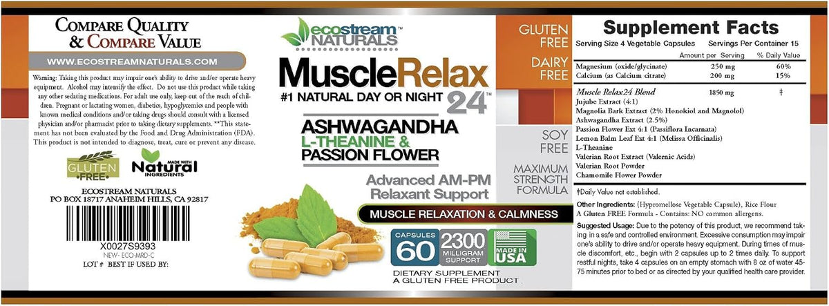 MuscleRelax 24/7 - Muscle Relaxation Supplement, Naturally Sourced, Gluten-Free, 60 Vegetarian Capsules - görsel 6