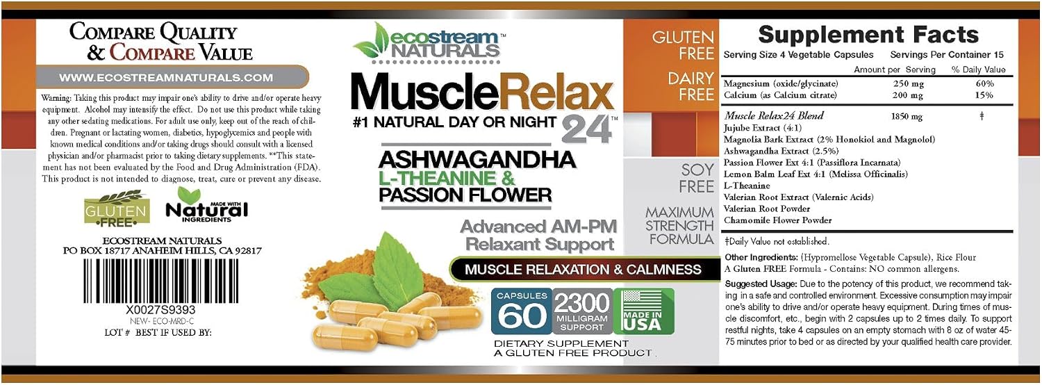 MuscleRelax 24/7 - Muscle Relaxation Supplement, Naturally Sourced, Gluten-Free, 60 Vegetarian Capsules - görsel 6