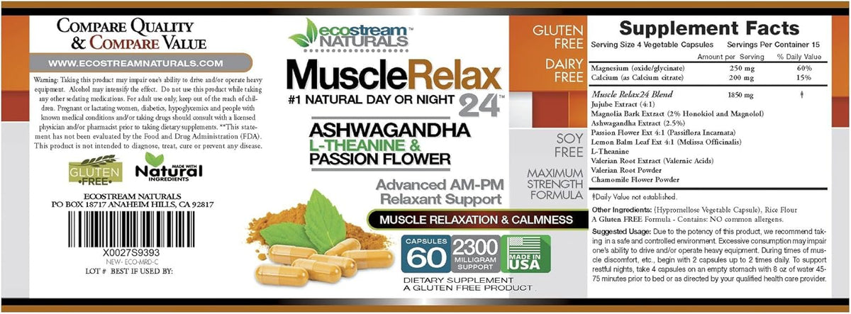 ecostream Naturals Original Muscle Relaxant 24/7 Day/Night Maximum Strength with Magnesium (3-Pack) - görsel 2
