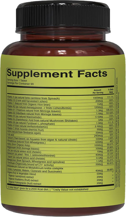 Pure Nutrition Whole Food Multivitamins for Men | 90 Tabs | One-a-Day | 100% NRV | 24 Natural Vitamins and Minerals | All Natural Plant Based Men's Multivitamin | 3 Months Supply
