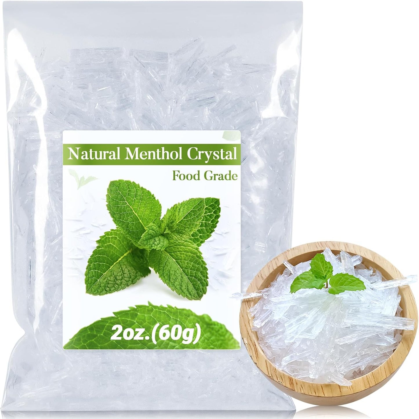 MAQIHAN 56g Menthol Crystal Bulk - Pure Menthol Crystals for Aromatherapy & Shower Steamers - görsel 1