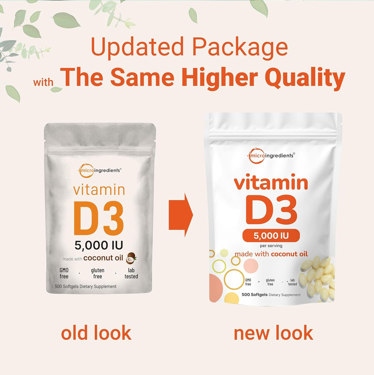 Micro Ingredients Vitamin D3 5,000 IU, 500 Soft gel capsules | Virgin Coconut Oil | Cholecalciferol | Bone & Immune Support | Non-GMO - görsel 3