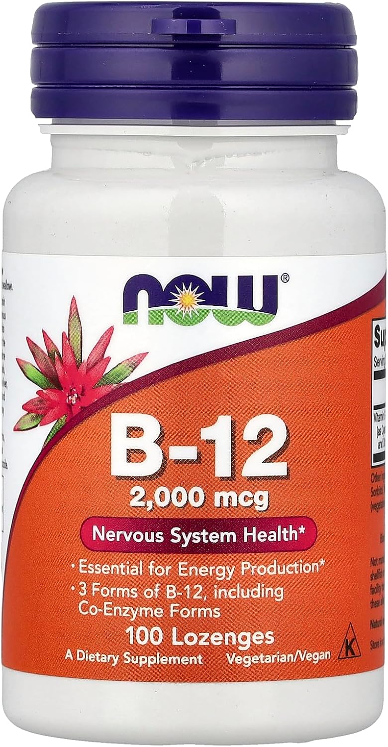 NOW Foods Vitamin B12 2000 mcg Lozenges, 100 Lozenges (Pack of 2) - görsel 1