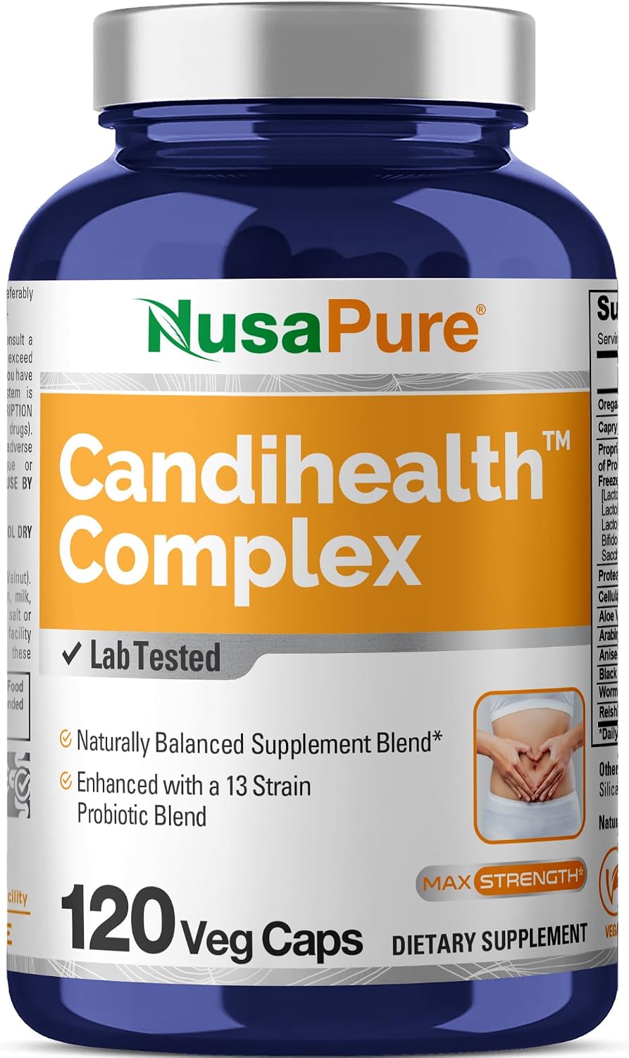 NusaPure CandiHealth Complex Capsules, 500mg Oregano Leaf & 400mg Caprylic Acid, 120 Vegan Capsules (Non-GMO, Vegan) - görsel 1
