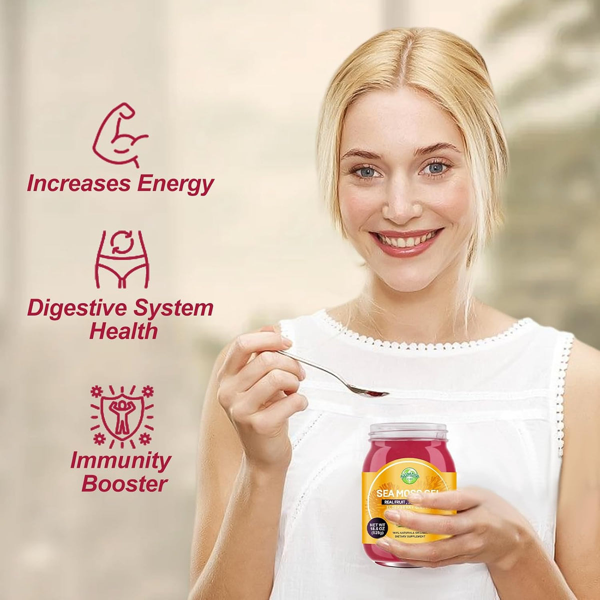 SumDIP 525 g Raw Wild-Harvested Irish Sea Moss Gel with Elderberry & Ginger - görsel 5