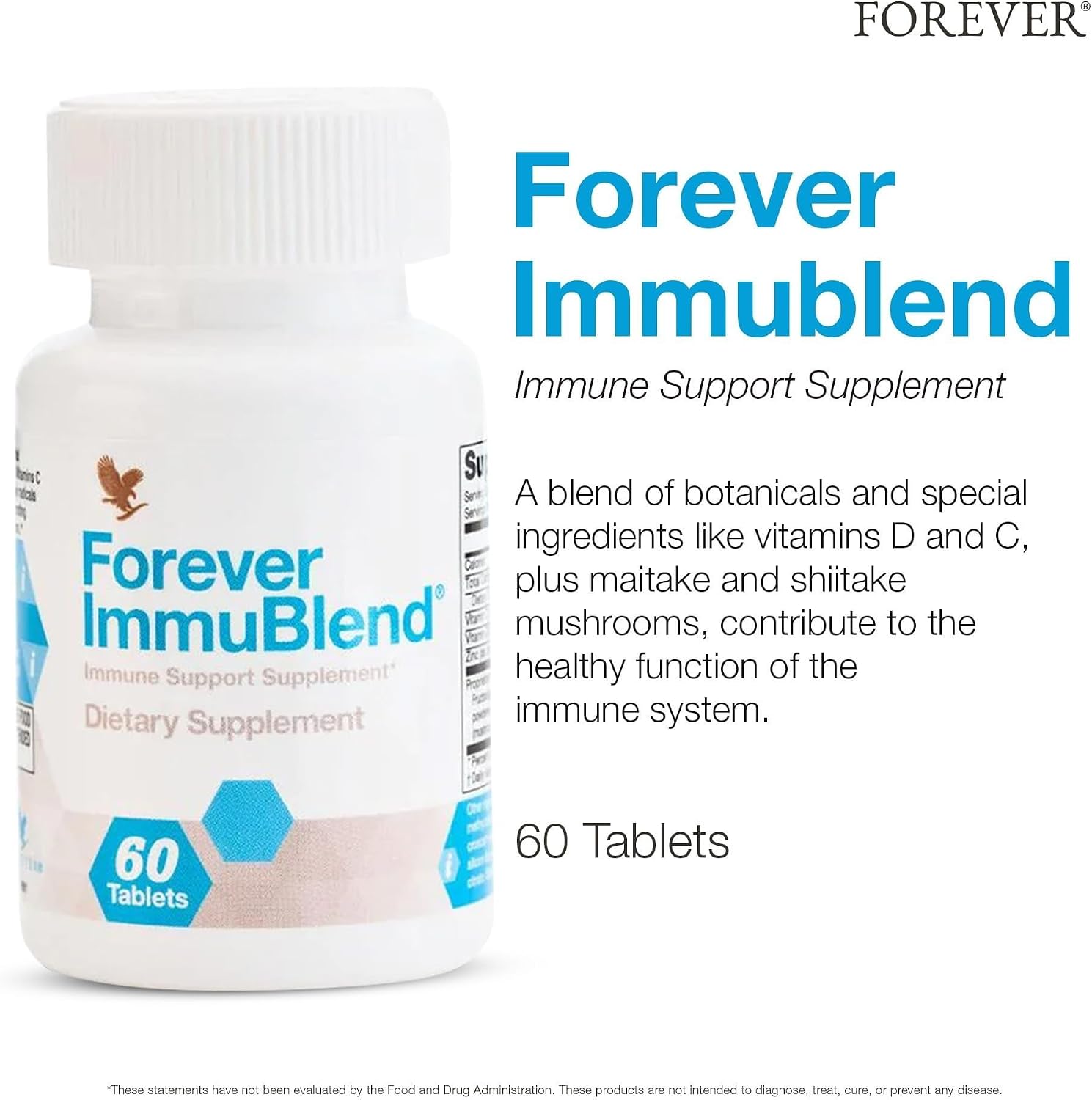 Forever ImmuBlend – Immune Support Supplement with Botanicals, Vitamins D & C, Maitake & Shiitake Mushrooms (60 Tablets) - görsel 3