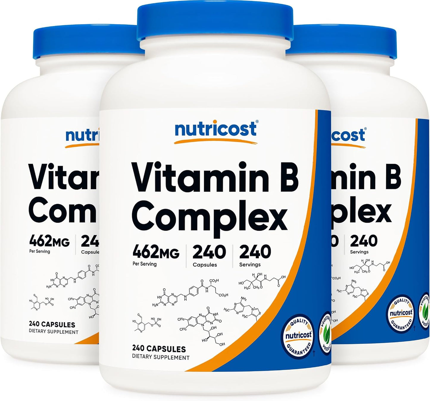 Nutricost High Potency Vitamin B Complex with Vitamin C, 240 Capsules (3 Bottles) - görsel 1
