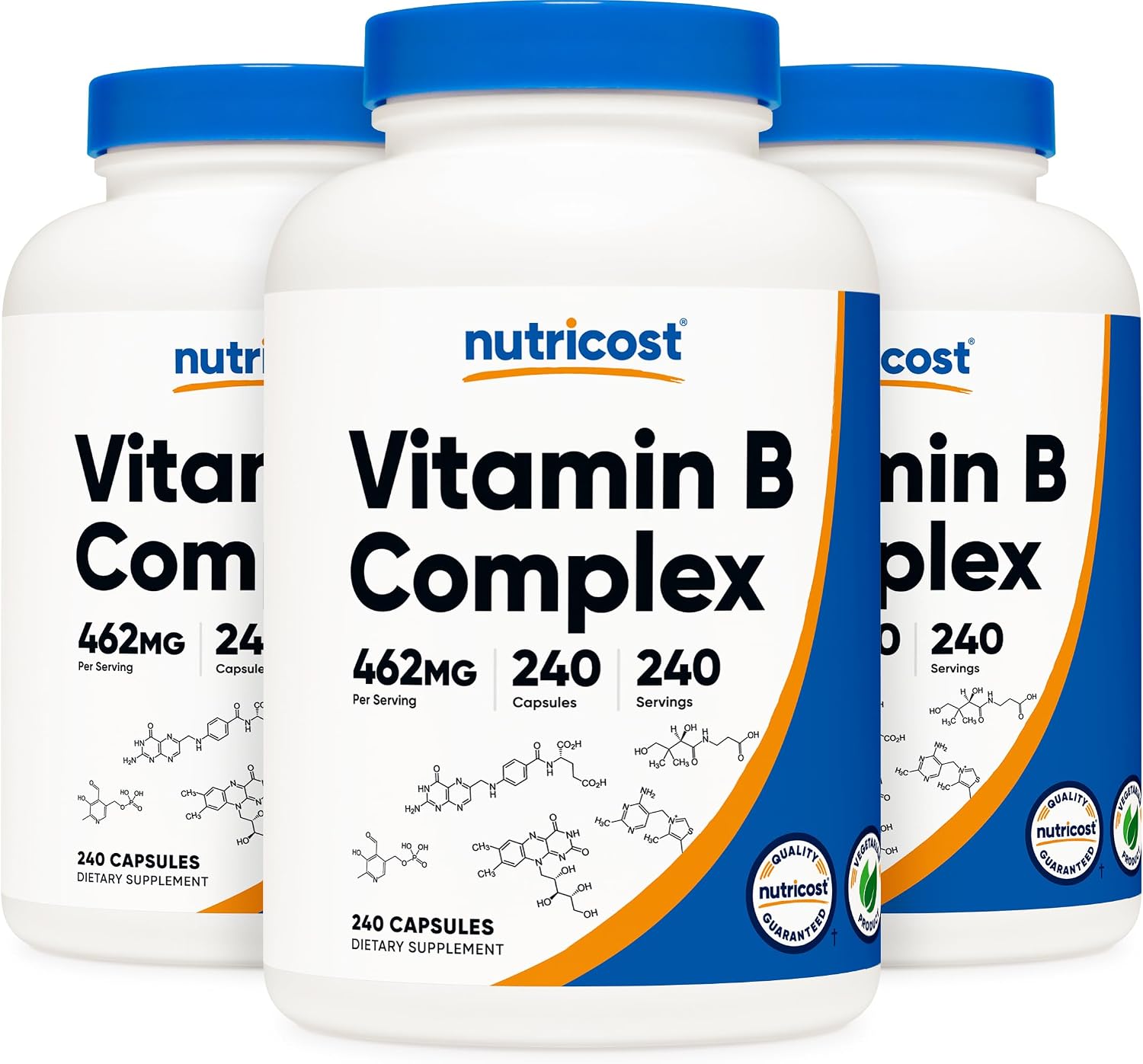 Nutricost High Potency Vitamin B Complex with Vitamin C, 240 Capsules (3 Bottles) - görsel 1