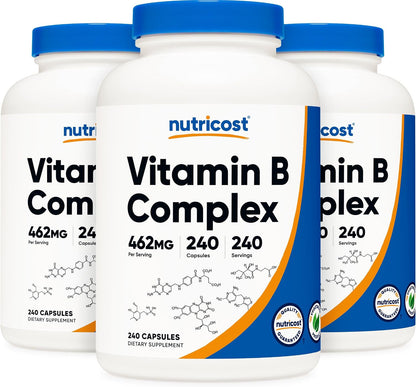 Nutricost High Potency Vitamin B Complex with Vitamin C, 240 Capsules (3 Bottles)