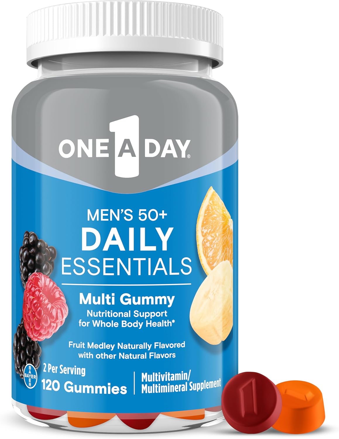 One A Day Men's 50+ Gummies, Advanced Multivitamin for Men with Brain Support and Immune Support, Vitamins for Men with Super 8 B Vitamin Complex, 110 Count - görsel 4