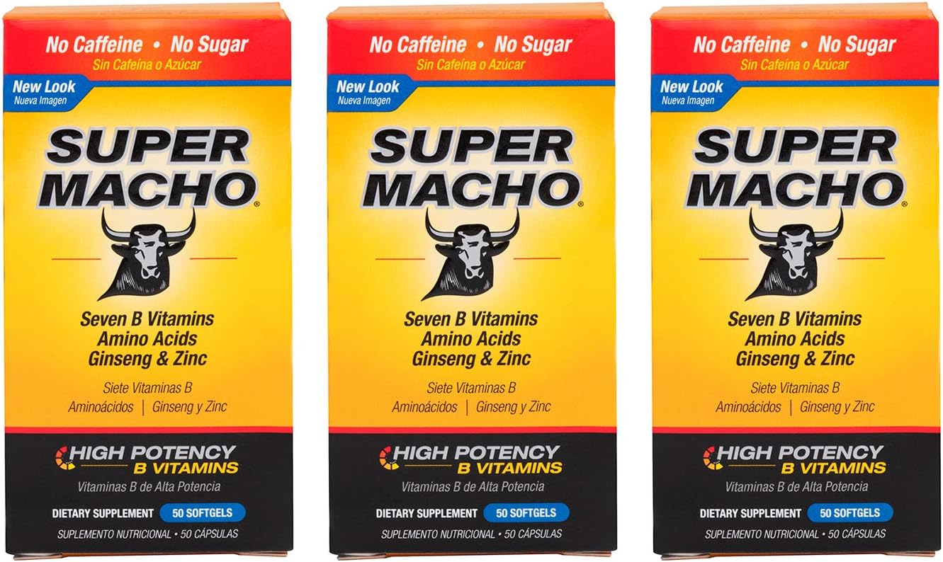 Super Macho Men's Food Supplement with Zinc & B Vitamins, 50 Softgels (3 Pack) - görsel 1