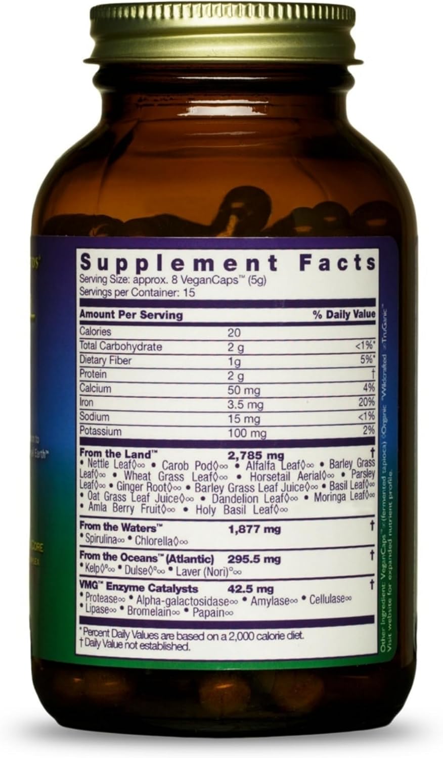 HEALTHFORCE SUPERFOODS Vitamineral Green - Organic Green Superfood Supplement, 120 Capsules – Image 2