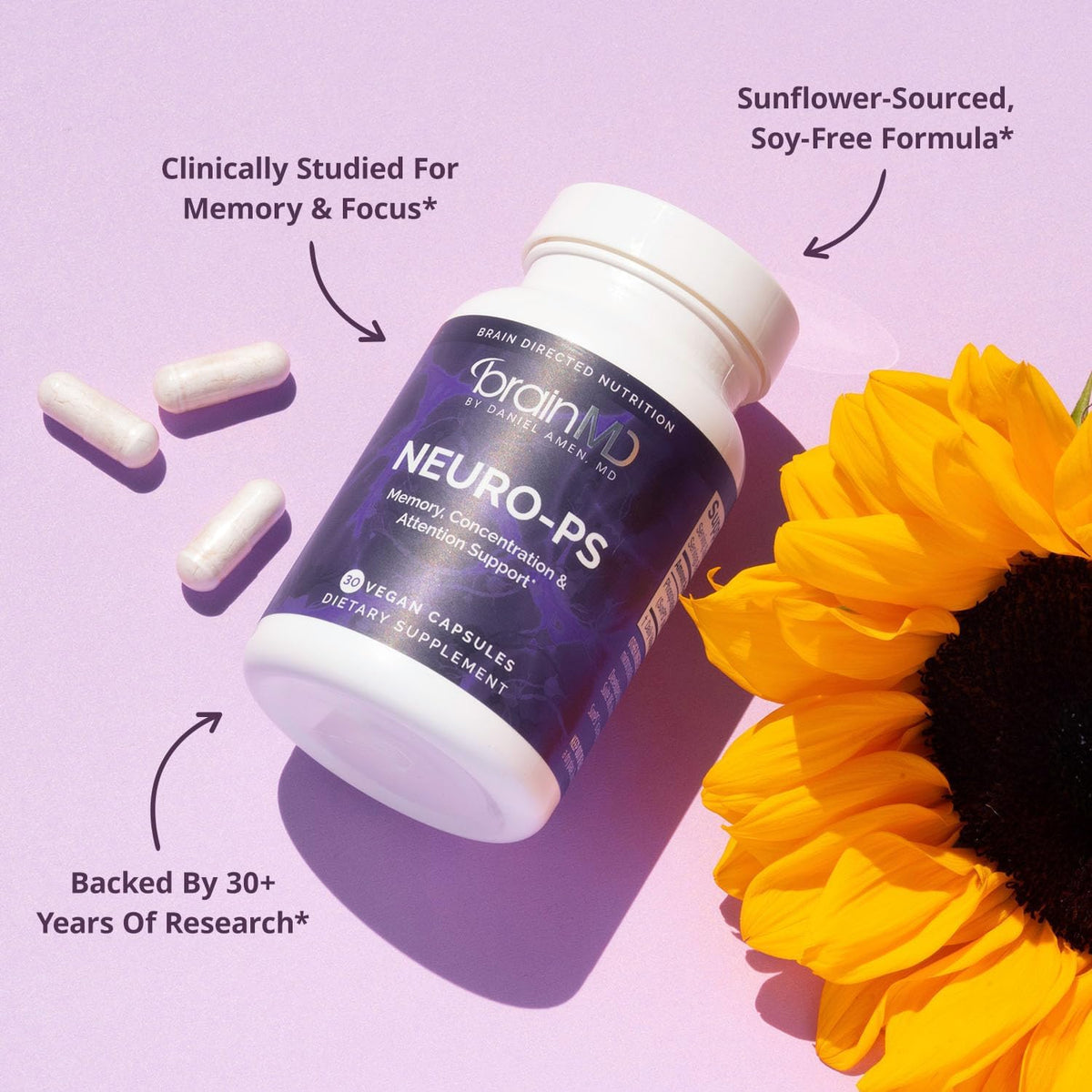 BRAINMD NeuroPS – Phosphatidylserine 150 mg – Memory, Focus and Energy Support - görsel 2