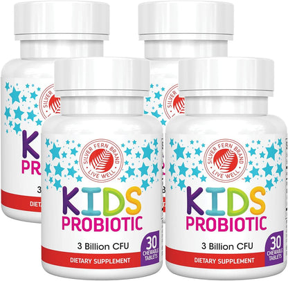 Silver Fern Kids Ultimate Probiotic – 120 Chewable Tablets (Pack of 4 Bottles)