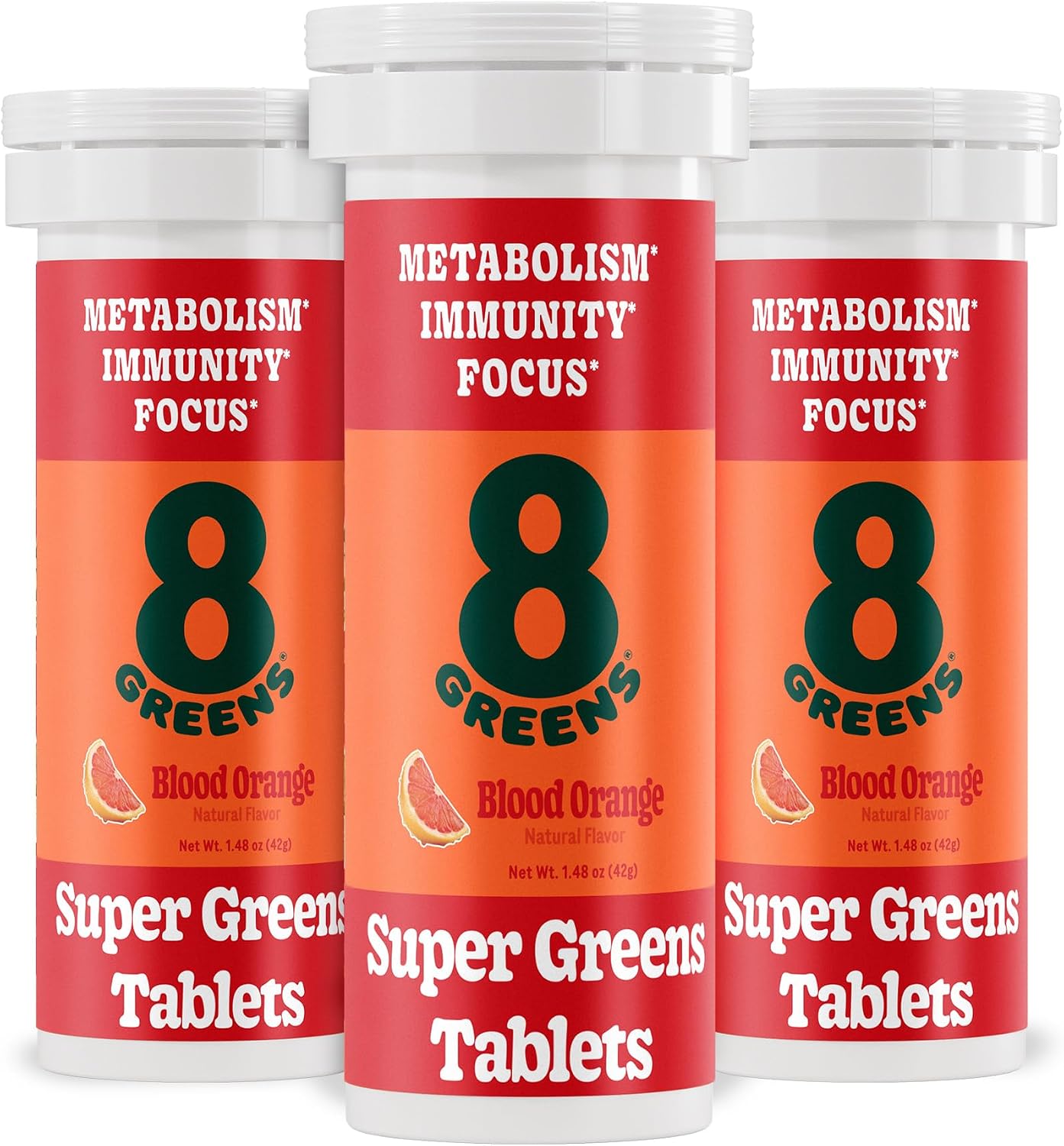 8Greens Supergreens Effervescent Tablets, Blood Orange, 30 Servings - görsel 1