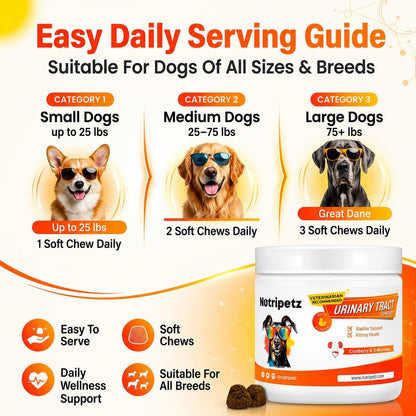 NutriPetz Cranberry Supplement for Dogs - Bladder and Urinary Tract Support - 120 Chews