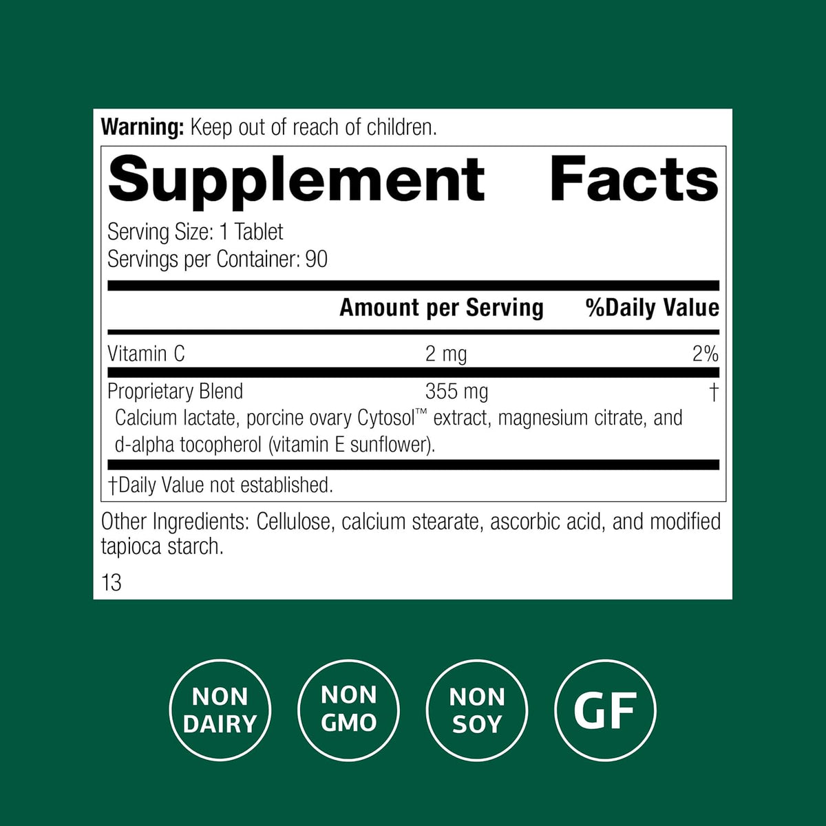 Standard Process Ovex P - Wholefood Supplement with Porcine Ovary Cytosol Extract - 90 Tablets - görsel 2