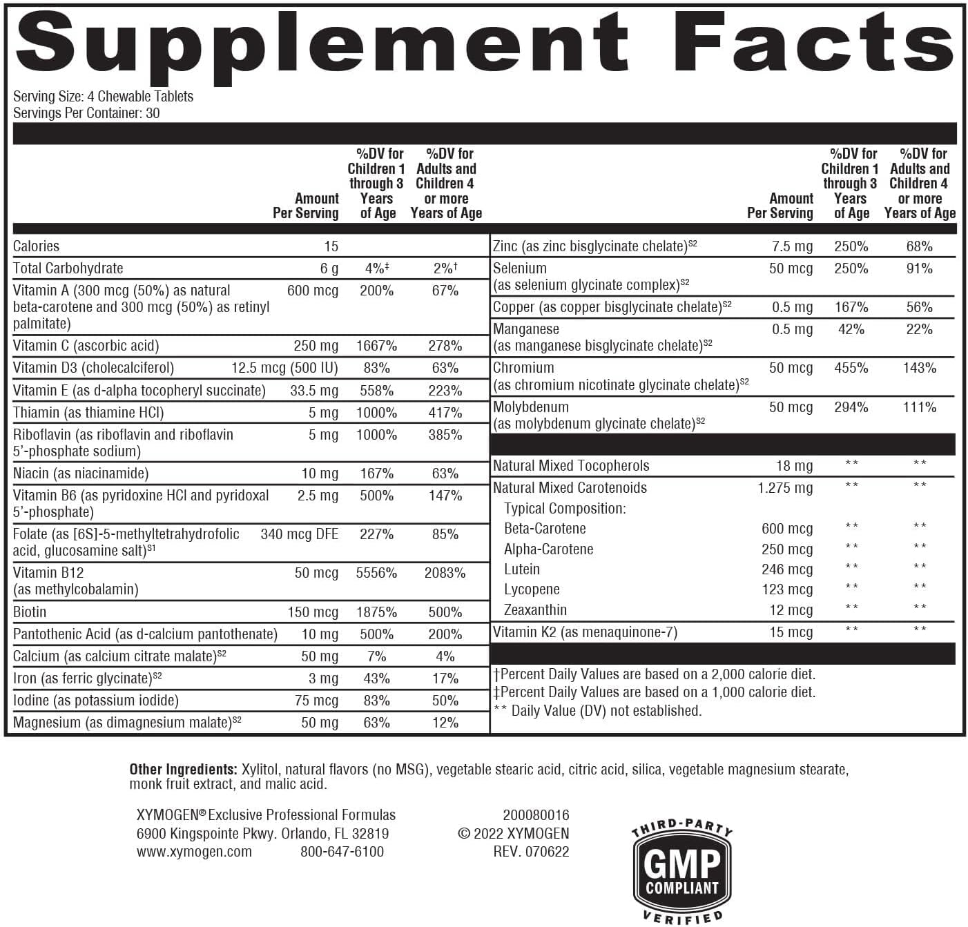 XYMOGEN ActivNutrients Chewable - Children's Multivitamin with Antioxidants - Mixed Berry - 120 Count - görsel 2