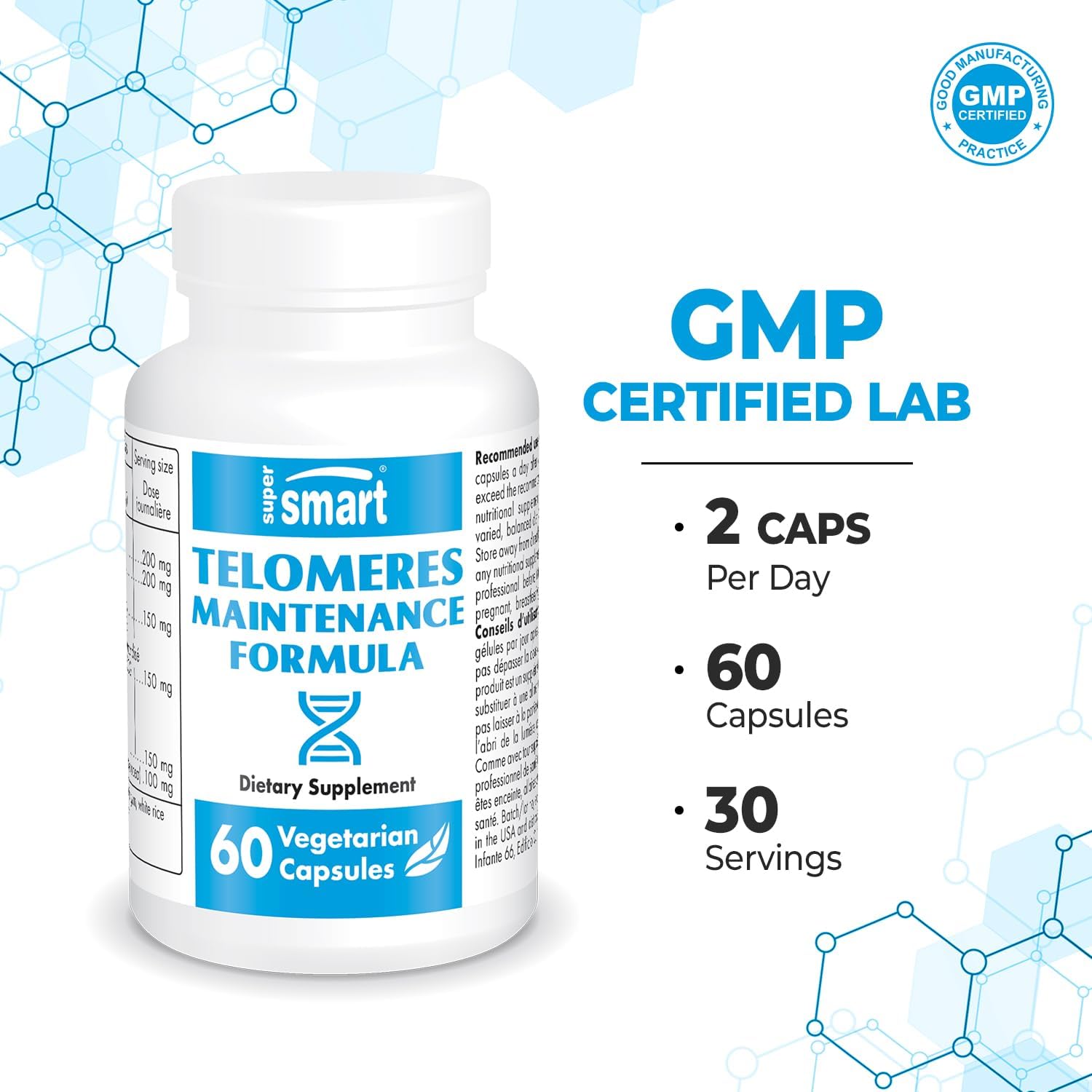 Supersmart Telomeres Maintenance Formula - High Potency - 60 Vegan Capsules - görsel 4