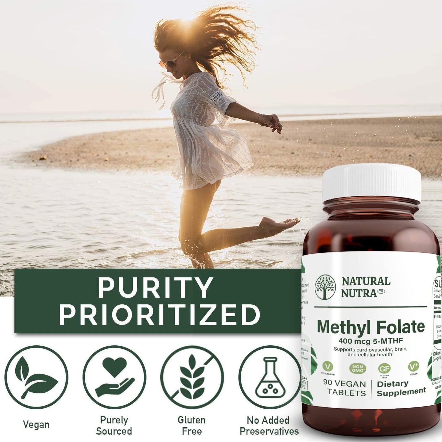 Natural Nutra Active Methyl Folate Supplement with Quatrefolic - 90 Vegan Tablets (Pack of 3) - görsel 4