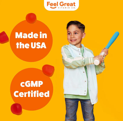 Feel Great Kids Vitamin D3 1000 IU Gummies – Citrus Flavoured, Vegetarian, 90 Count
