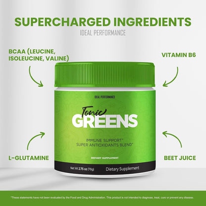Tonic Greens Powder Vitamin Supplement Advanced Formula - Natural Green Blend Energy Supplement with BCAA (3 Pack)