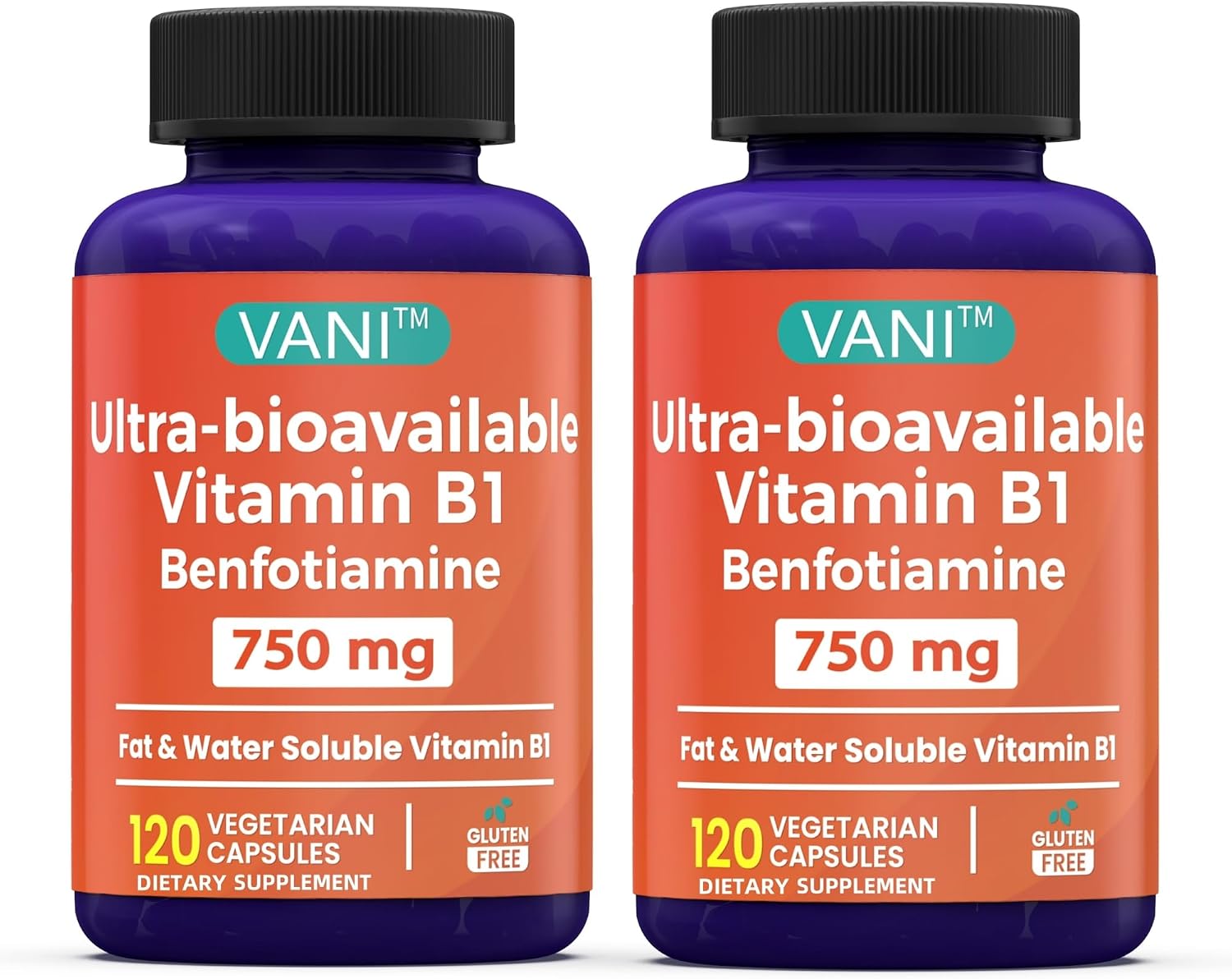 Mega Benfotiamine 750mg – Highly Bioavailable Vitamin B1 Supplement, Gluten-free, 120 Capsules - görsel 1