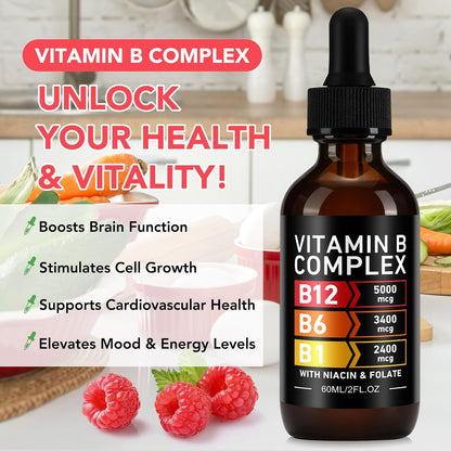 Frovetani Organic Vitamin B Complex - Liquid B Complex with Methylcobalamin B12 for Sustained Energy