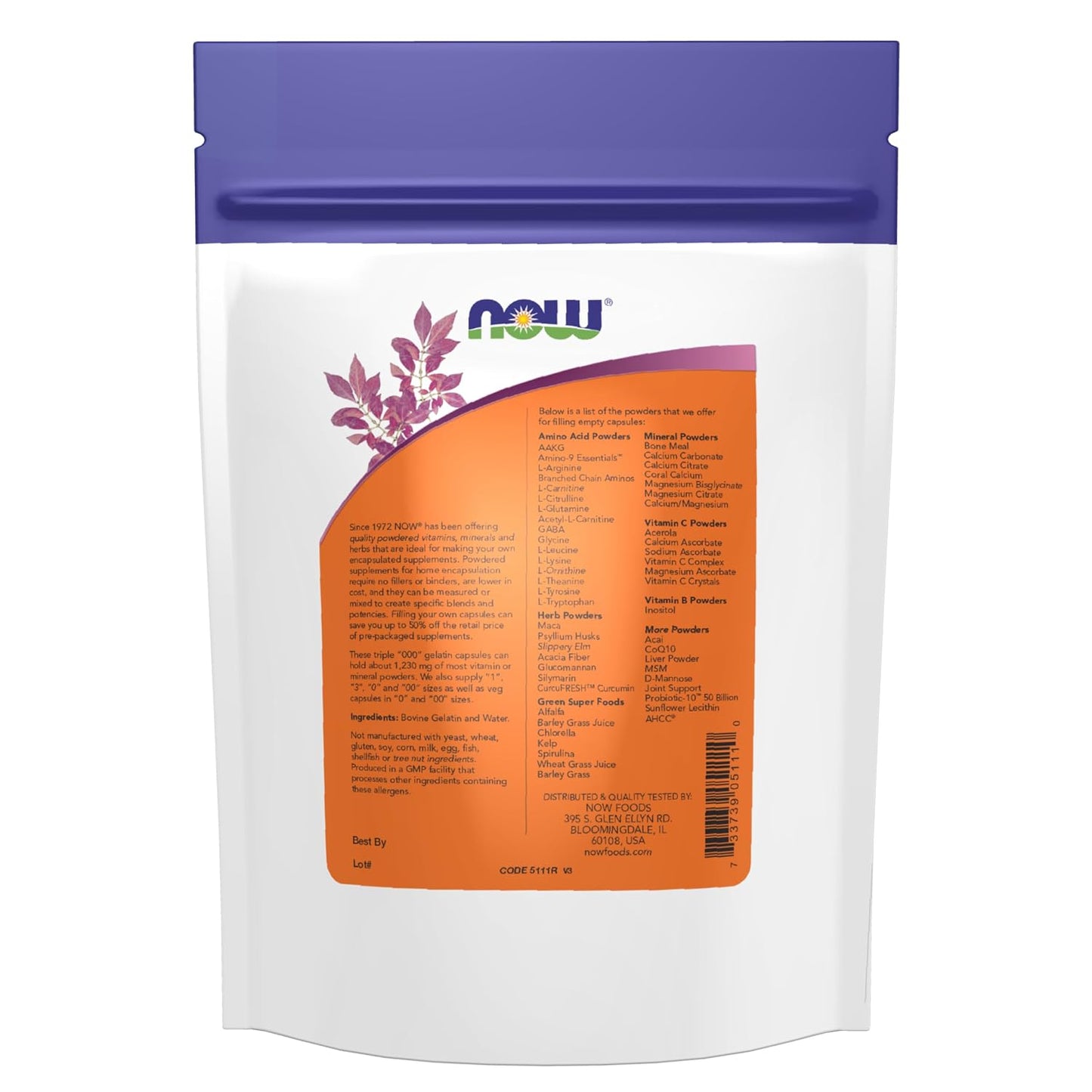 NOW Supplements Empty Gelatin Capsules, Triple 000, Bovine Sourced (200 Capsules) - görsel 2