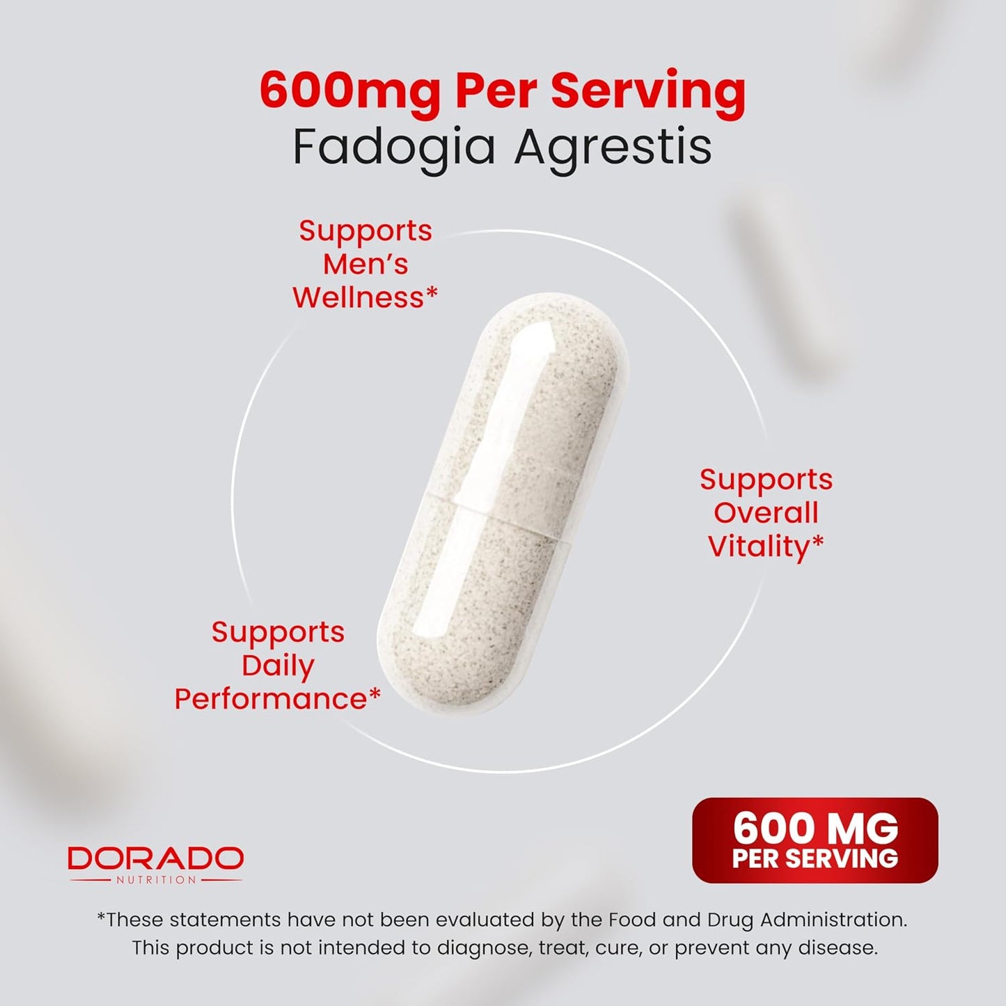 Fadogia Agrestis 600mg Extract - Maximum Strength - 180 Vegan Capsules - görsel 4