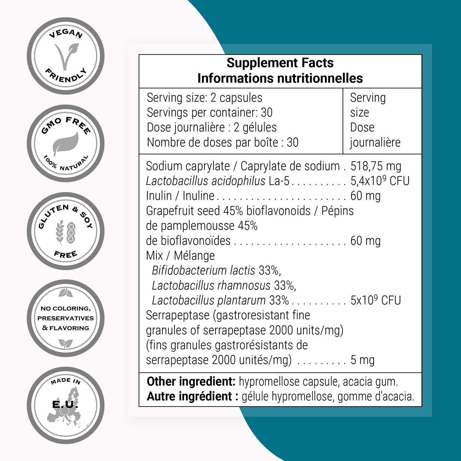 Supersmart Candalb - Probiotic & Prebiotic Supplement with Lactobacillus Acidophilus, Rhamnosus & Inulin - 60 DRcaps - görsel 4