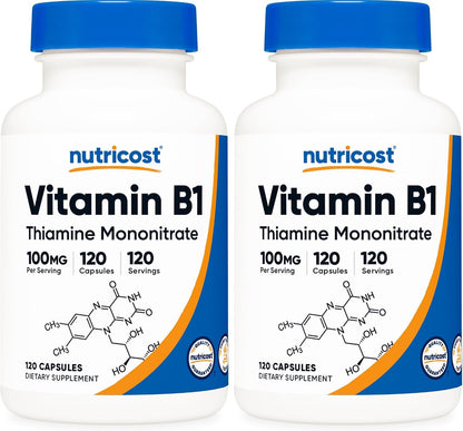 Nutricost Vitamin B1 (Thiamine) 100mg, 120 Capsules - Gluten-free and Non-GMO