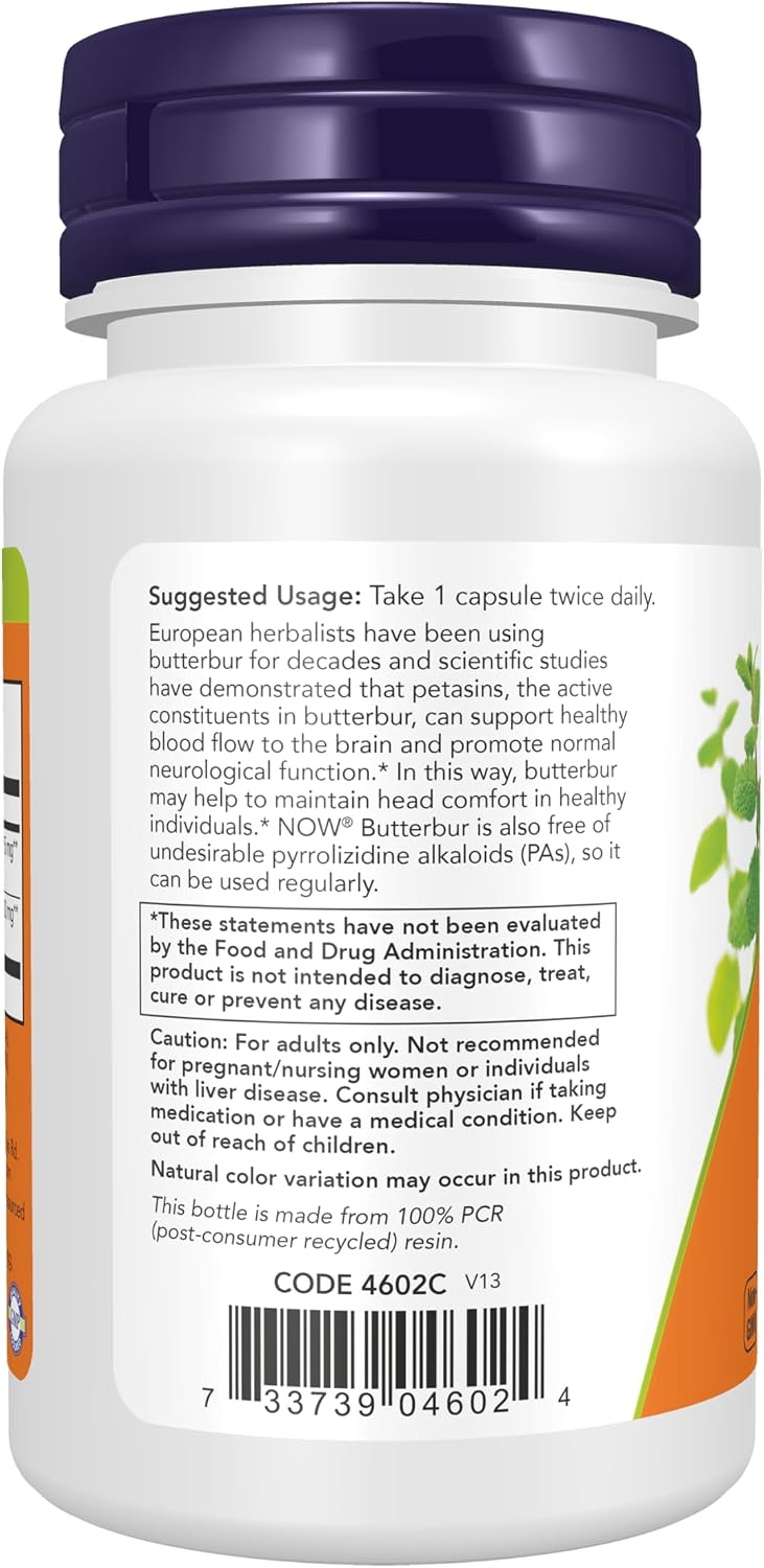 NOW Foods Butterbur with Feverfew, 60 Veg Capsules - görsel 3