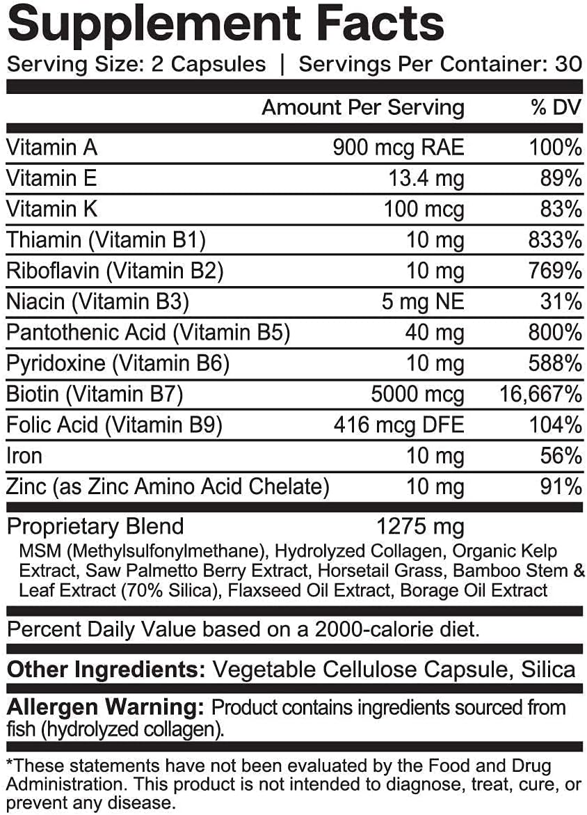 Essential Elements Hair Hero Hair Vitamins for Men – Broad-Spectrum Support with 5000 mcg Biotin – 60 Tablets (Pack of 2) - görsel 6