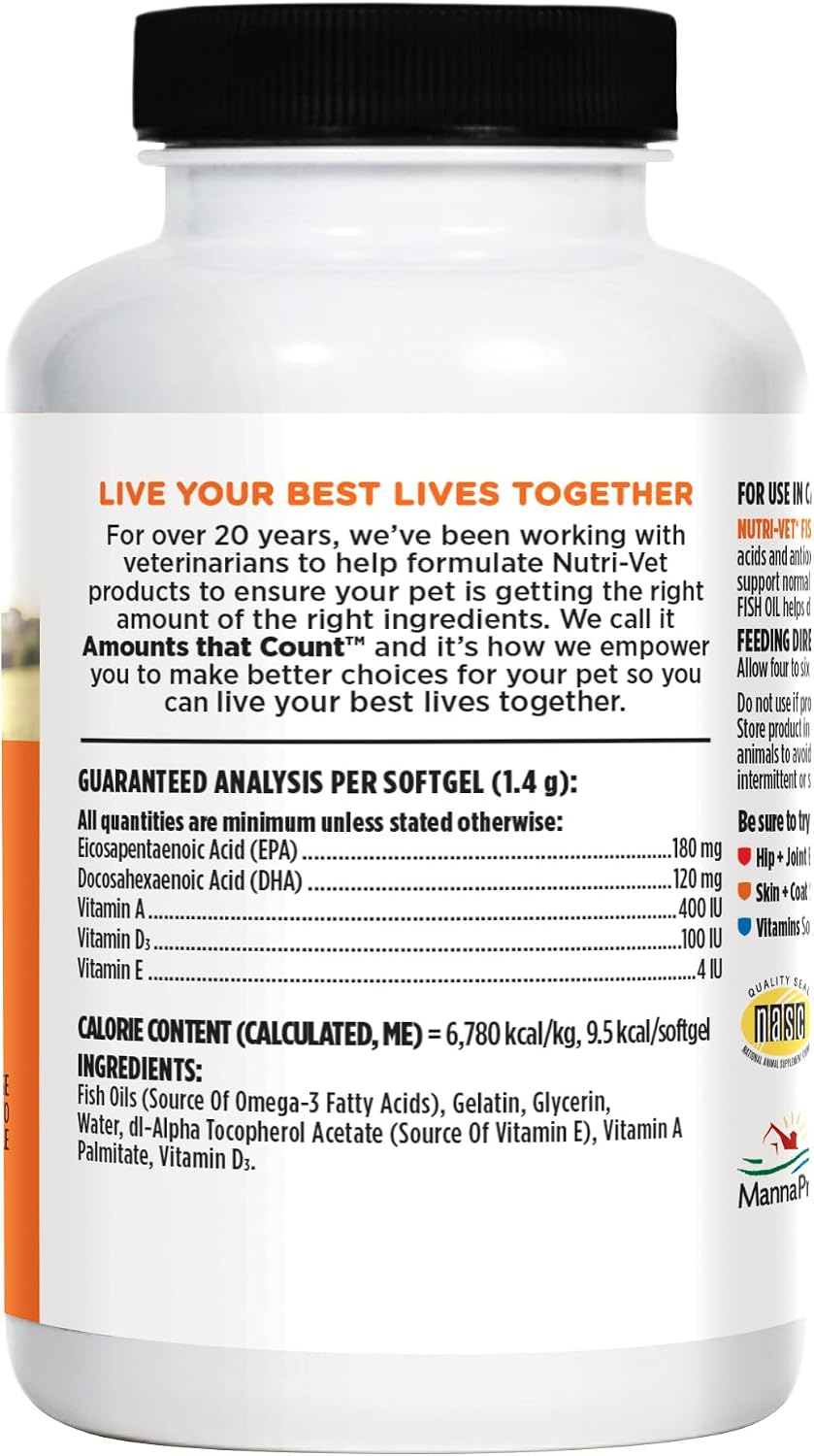 Nutri-Vet Fish Oil Supplement for Dogs – Omega-3 EPA DHA, 100 Softgels - görsel 7