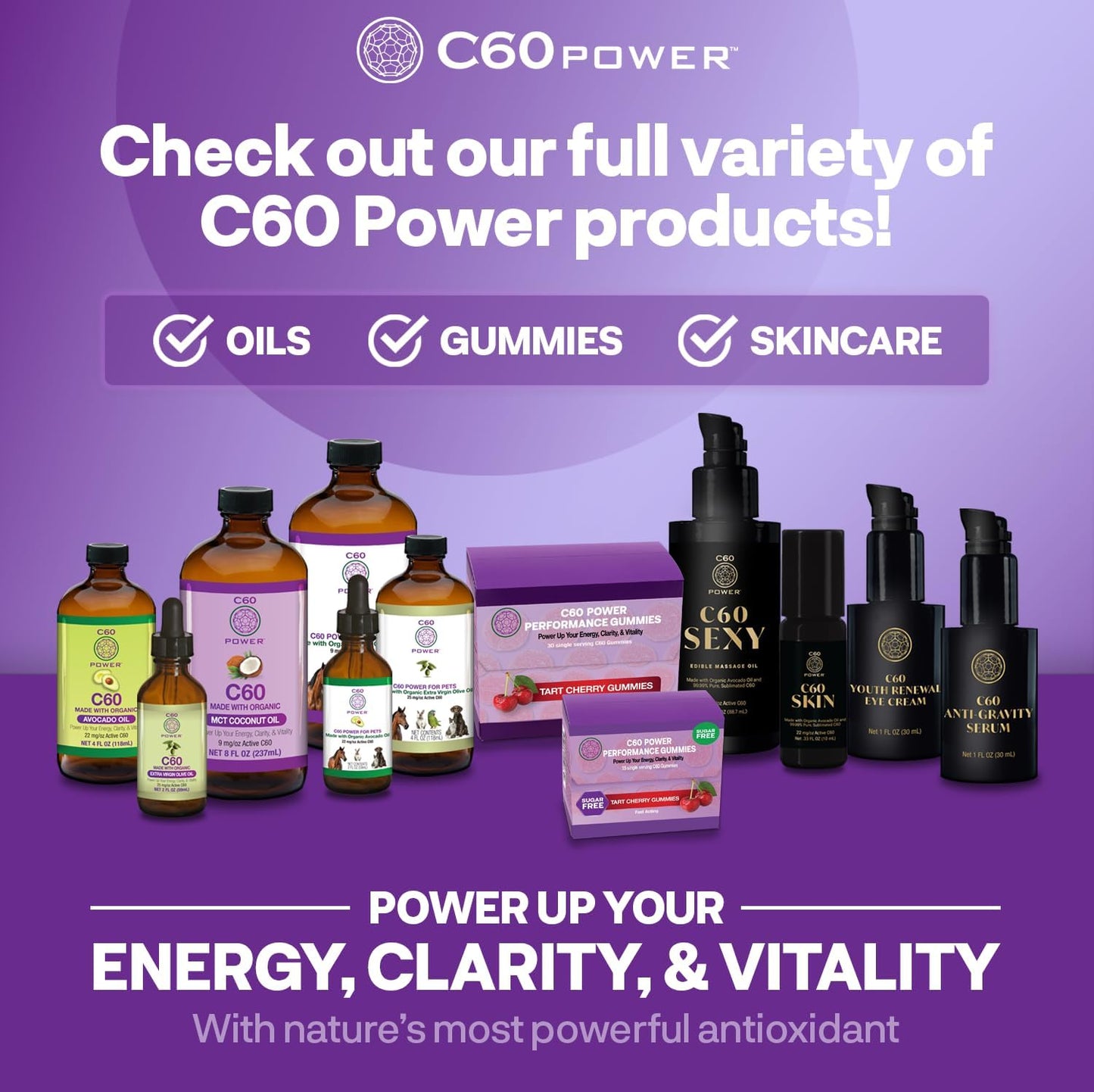 C60 Power C60 Gummies - Natural Wellness & Antioxidant Support for Men & Women, 99.99% Pure Sublimated Carbon Fullerenes, 30 Count - görsel 4