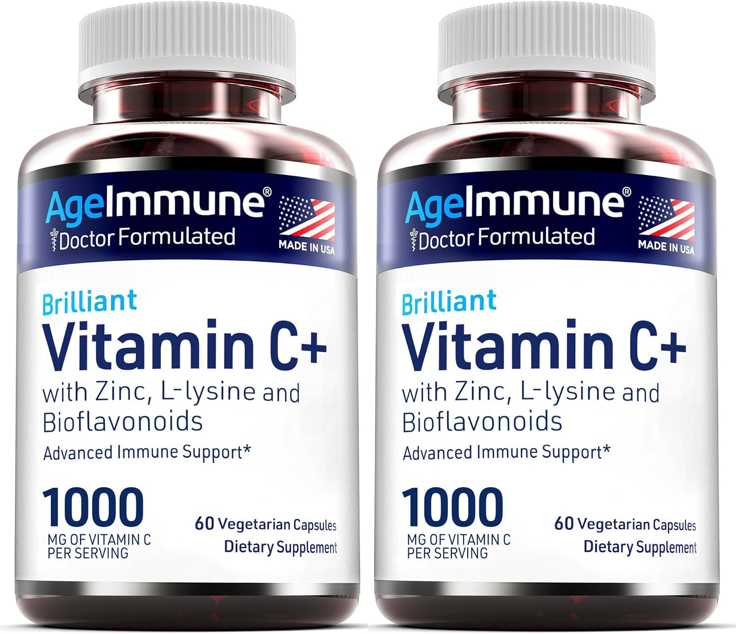 Vitamin C 1000mg Complex with L-Lysine 500mg, Zinc Gluconate 12mg, Bioflavonoids 300mg - Doctor Formulated Immune Support - Magnesium Stearate Free (2 Bottles) - görsel 8