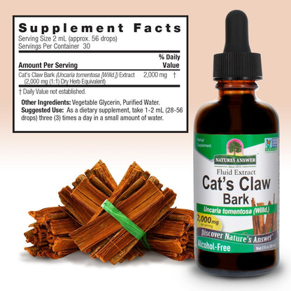 Nature's Answer Cat's Claw Bark Liquid Extract - Alcohol-Free, Vegan, Non-GMO, Gluten-Free, Kosher - 60 ml